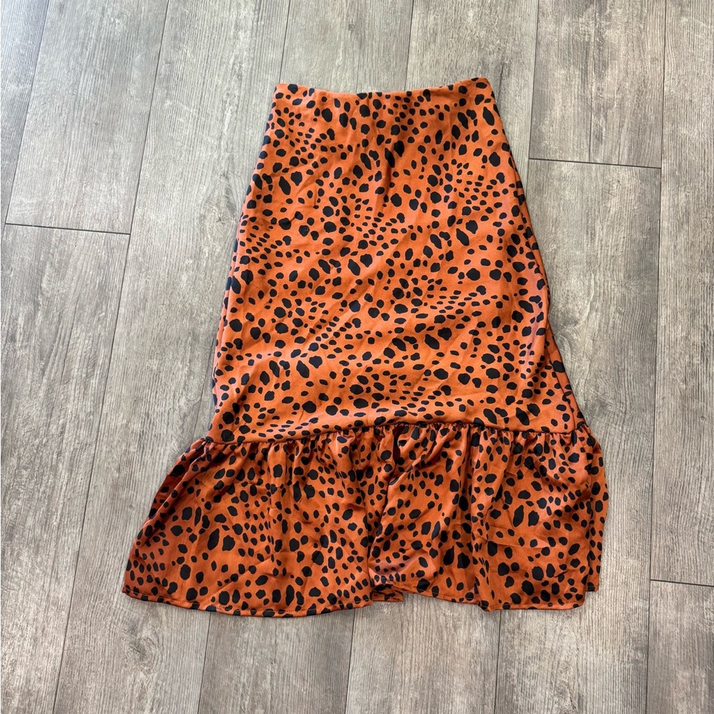 Asymmetrical Leopard Print Skirt